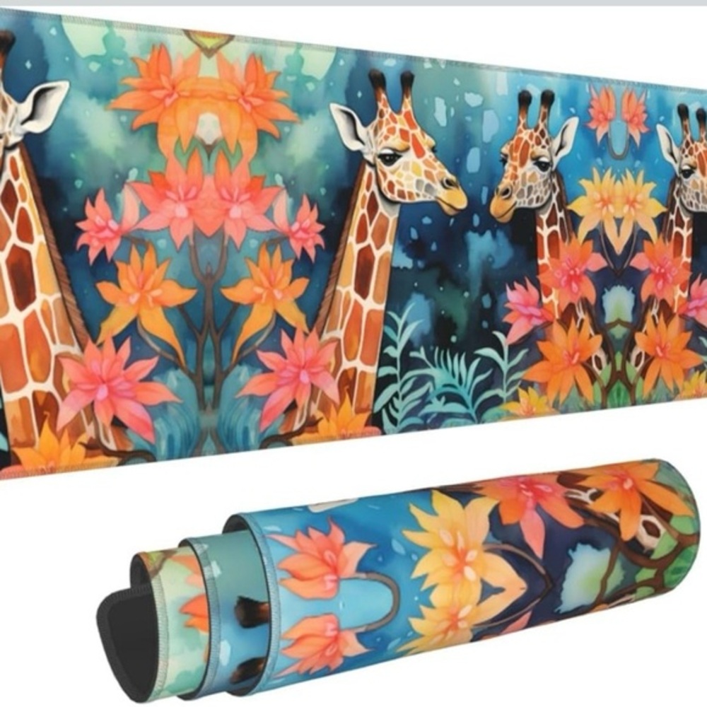 Giraffe Couple Extra-Large Keyboard and Mouse pad (12x31.5 inches)